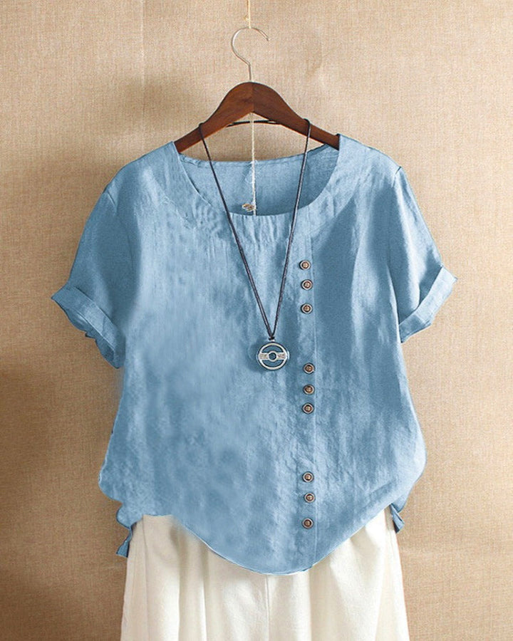 Olivia | Uanstrengt Knapp Detalj Sommer Bluse