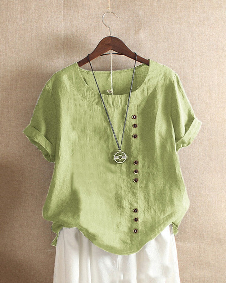 Olivia | Uanstrengt Knapp Detalj Sommer Bluse