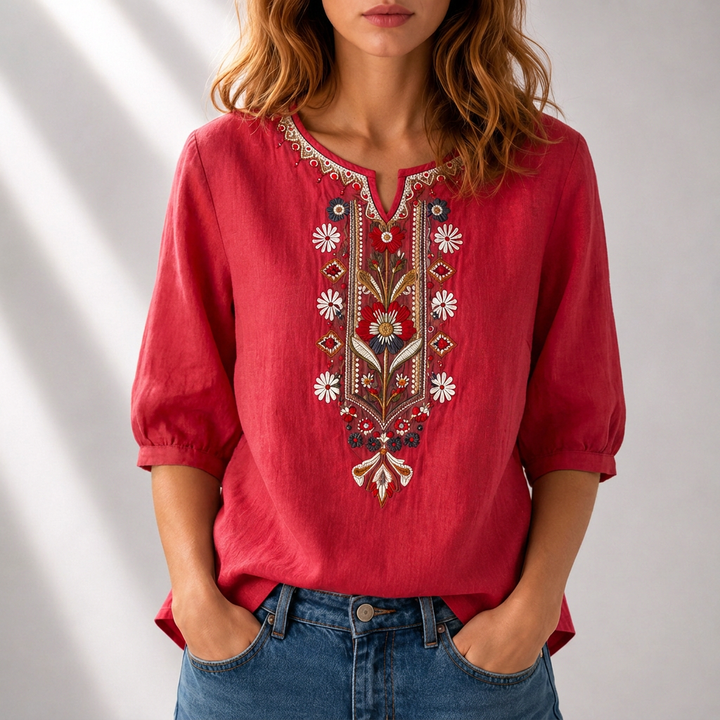 Lucia | Blomsterbrodert Bluse