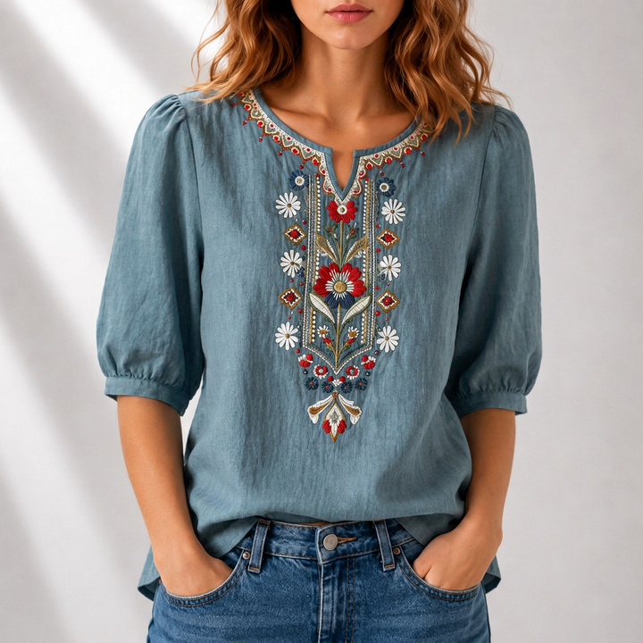 Lucia | Blomsterbrodert Bluse