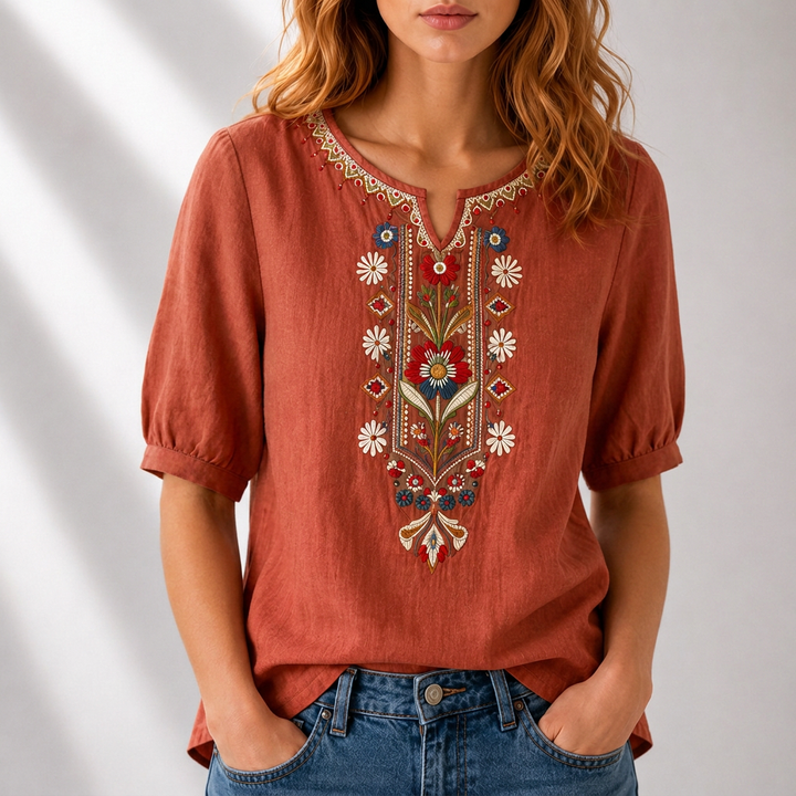 Lucia | Blomsterbrodert Bluse