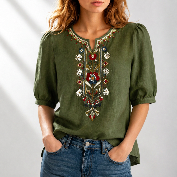 Lucia | Blomsterbrodert Bluse