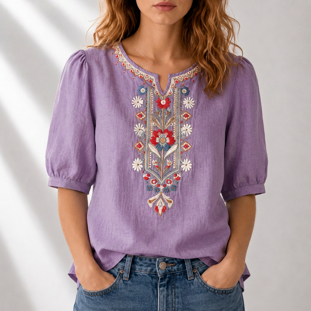 Lucia | Blomsterbrodert Bluse