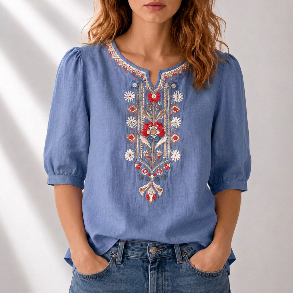 Lucia | Blomsterbrodert Bluse