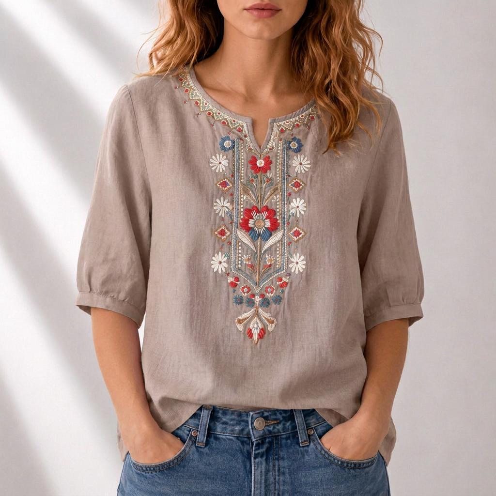 Lucia | Blomsterbrodert Bluse