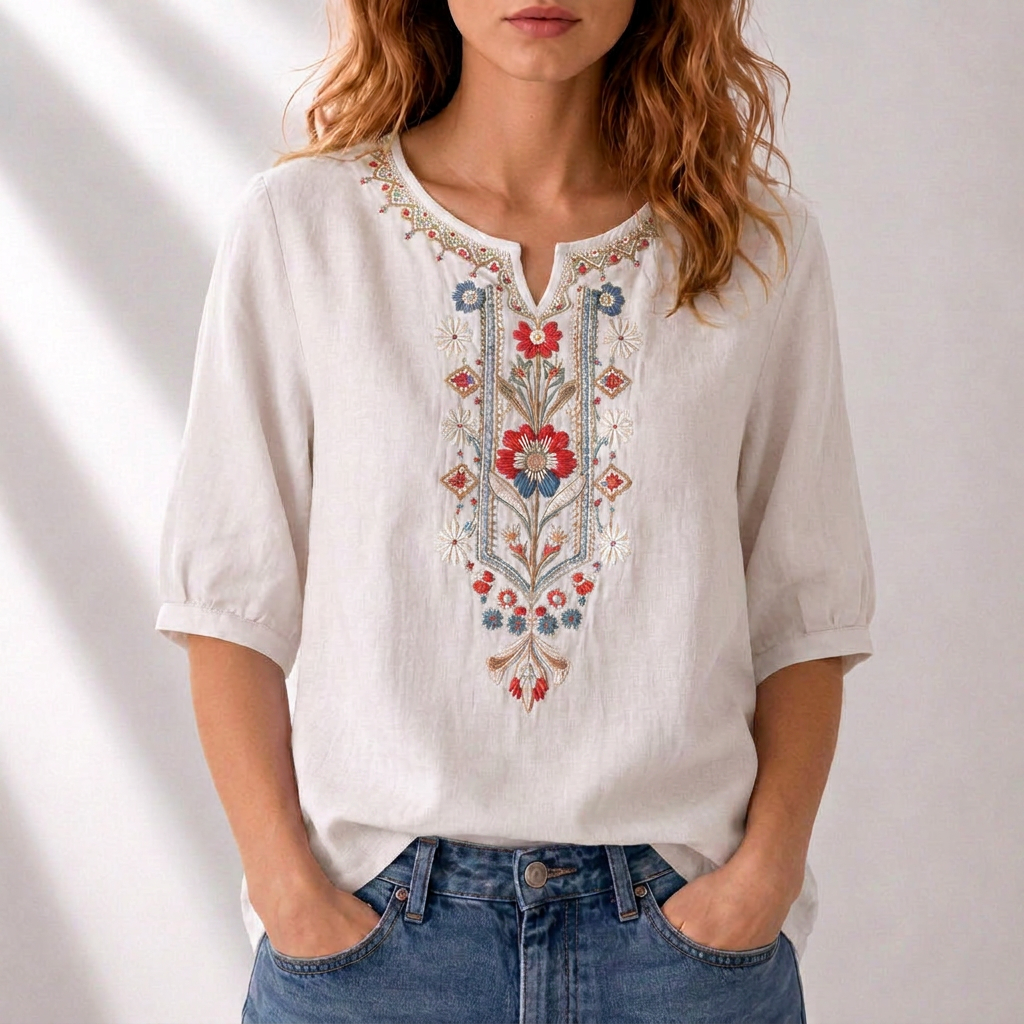 Lucia | Blomsterbrodert Bluse