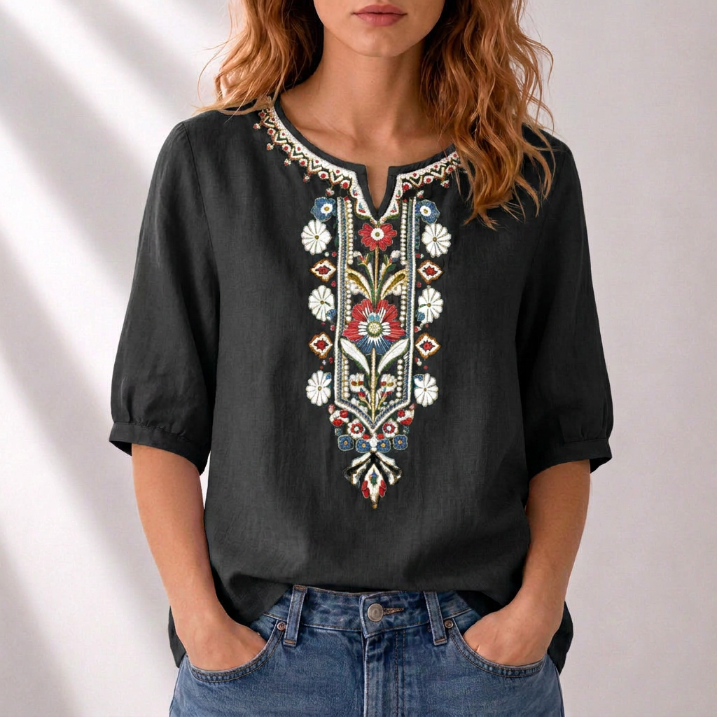 Lucia | Blomsterbrodert Bluse