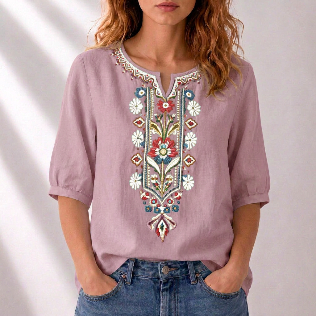Lucia | Blomsterbrodert Bluse