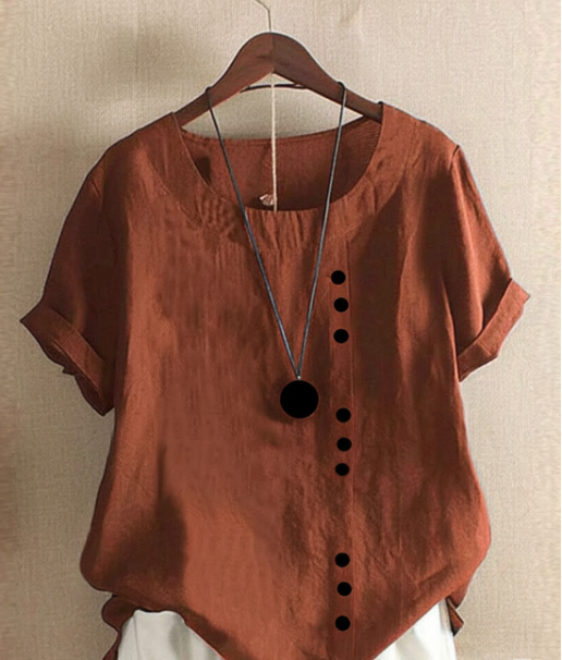 Olivia | Uanstrengt Knapp Detalj Sommer Bluse