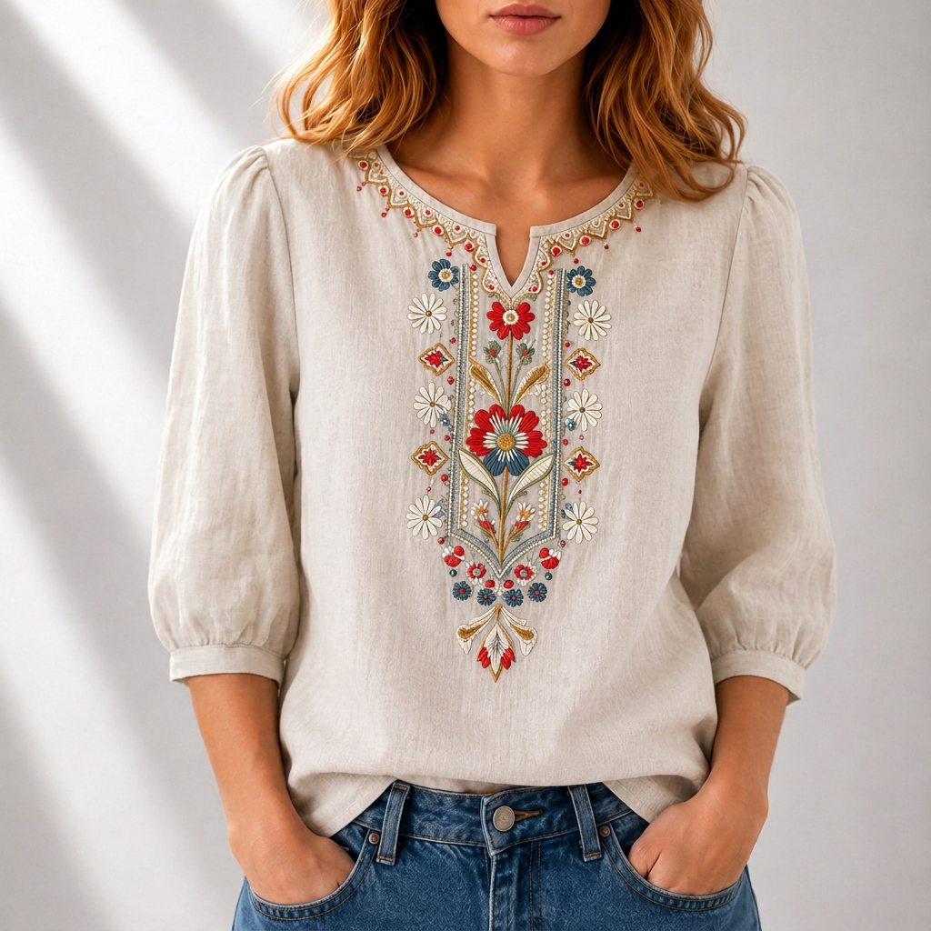 Lucia | Blomsterbrodert Bluse