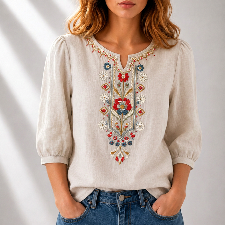 Lucia | Blomsterbrodert Bluse