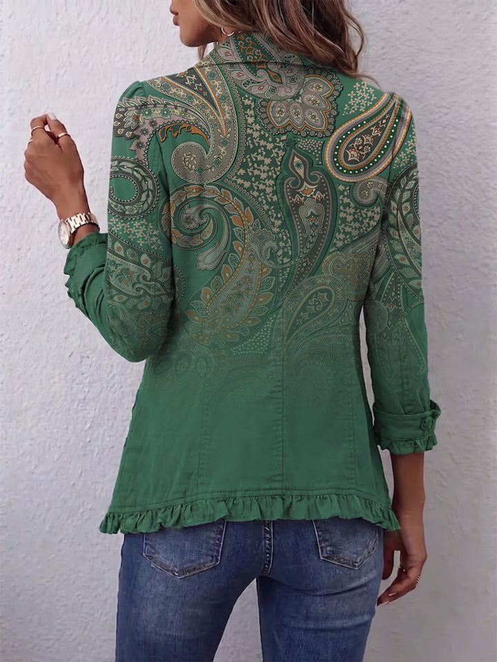 Cosima | Bohemsk Paisley Jakke med Volanger