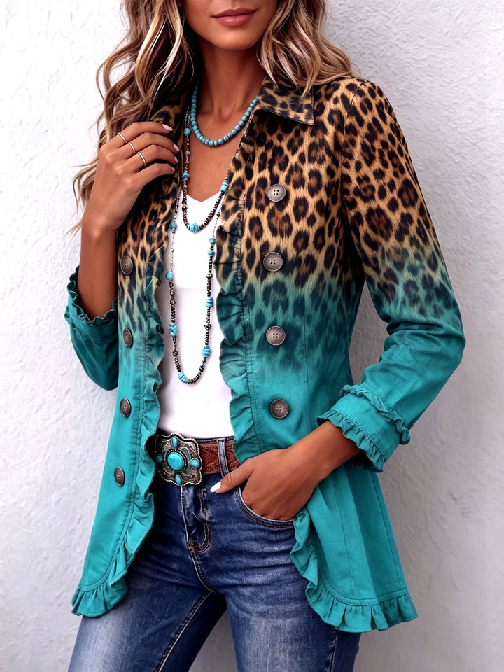 Beatrice | Blazer med Leopardmønster Ombre med Volanger