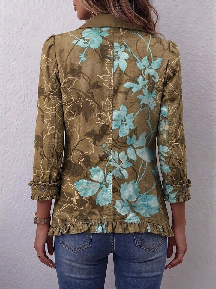 Bianca | Vintage Blomstrete Bohémien Jakke med Volanger