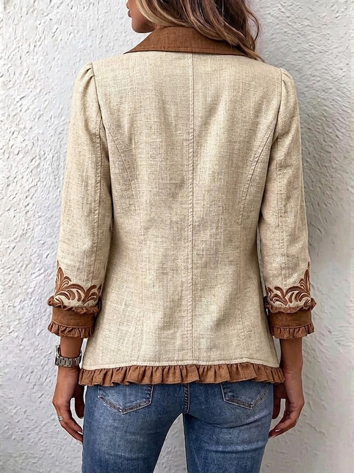 Ottavia | Vintage Blomster Bohemsk Jakke med Volanger