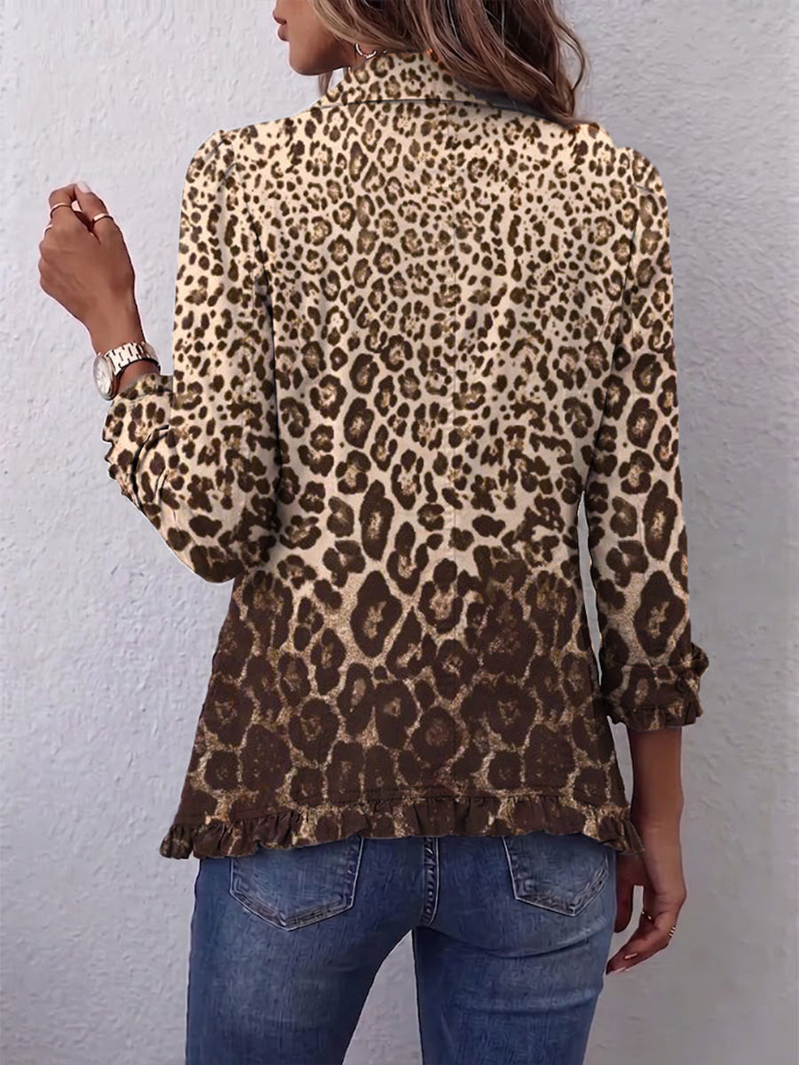 Ilaria | Leopardjakke med Volanger