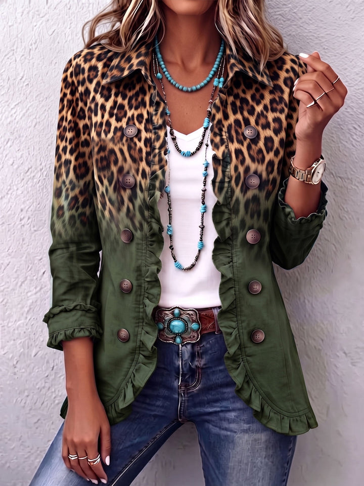 Beatrice | Blazer med Leopardmønster Ombre med Volanger